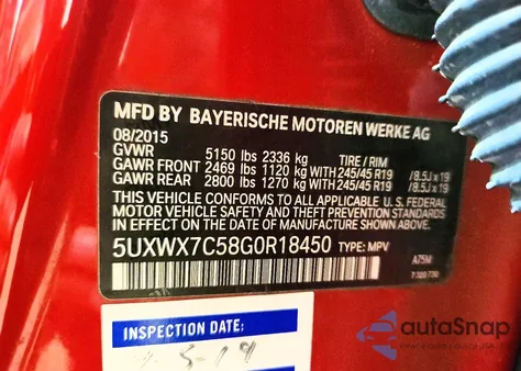 2016 BMW X3 xDrive35I z USA, uszkodzony, nr VIN 5UXWX7C58G0R18450